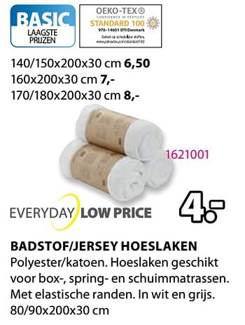 Promoties Badstof-jersey hoeslaken - Huismerk - Jysk - Geldig van 18/07/2022 tot 31/07/2022 bij Jysk