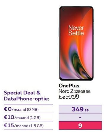 Promoties Oneplus nord 2 128gb 5g - OnePlus - Geldig van 01/07/2022 tot 31/07/2022 bij Proximus
