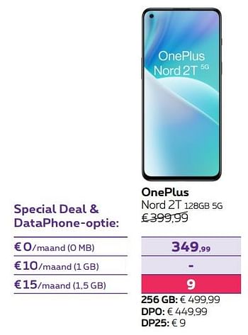 Promoties Oneplus nord 2t 128gb 5g - OnePlus - Geldig van 01/07/2022 tot 31/07/2022 bij Proximus