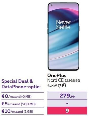 Promoties Oneplus nord ce 128gb 5g - OnePlus - Geldig van 01/07/2022 tot 31/07/2022 bij Proximus