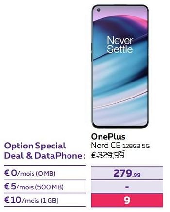 Promotions Oneplus nord ce 128gb 5g - OnePlus - Valide de 01/07/2022 à 31/07/2022 chez Proximus