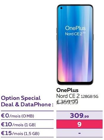 Promotions Oneplus nord ce 2 128gb 5g - OnePlus - Valide de 01/07/2022 à 31/07/2022 chez Proximus