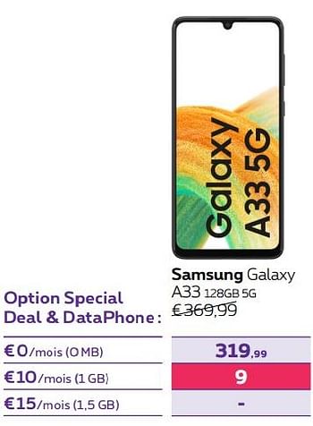 Promotions Samsung galaxy a33 128gb 5g - Samsung - Valide de 01/07/2022 à 31/07/2022 chez Proximus