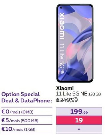 Promotions Xiaomi 11 lite 5g ne 128 gb - Xiaomi - Valide de 01/07/2022 à 31/07/2022 chez Proximus