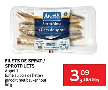 Promoties Filets de sprat appetit - Appetit - Geldig van 27/07/2022 tot 09/08/2022 bij Alvo