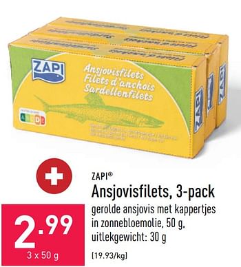 Promoties Ansjovisfilets - Zapi - Geldig van 29/07/2022 tot 05/08/2022 bij Aldi