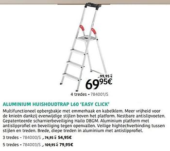 Promoties Aluminium huishoudtrap l60 easy click - Hailo - Geldig van 14/07/2022 tot 14/08/2022 bij HandyHome