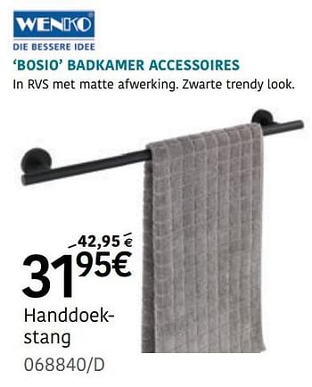 Promoties Bosio badkamer accessoires handdoekstang - Wenko - Geldig van 14/07/2022 tot 14/08/2022 bij HandyHome