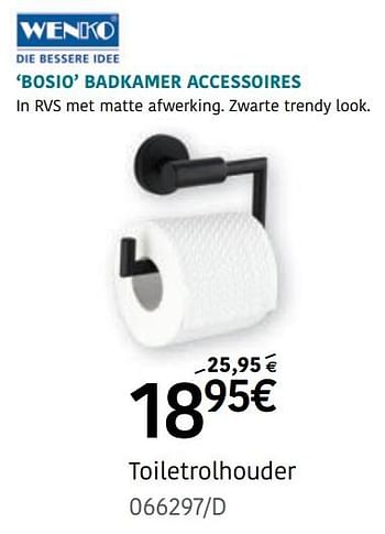 Promoties Bosio badkamer accessoires toiletrolhouder - Wenko - Geldig van 14/07/2022 tot 14/08/2022 bij HandyHome