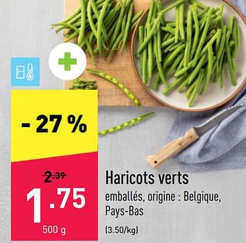 Promotions Haricots verts - Produit maison - Aldi - Valide de 25/07/2022 à 30/07/2022 chez Aldi