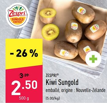 Promotions Kiwi sungold - Zespri - Valide de 25/07/2022 à 30/07/2022 chez Aldi