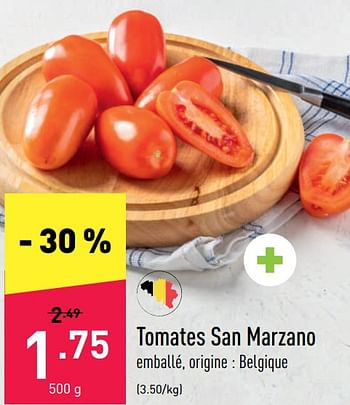 Promotions Tomates san marzano - Produit maison - Aldi - Valide de 25/07/2022 à 30/07/2022 chez Aldi