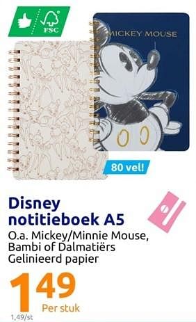 Promoties Disney notitieboek a5 - Huismerk - Action - Geldig van 20/07/2022 tot 27/07/2022 bij Action