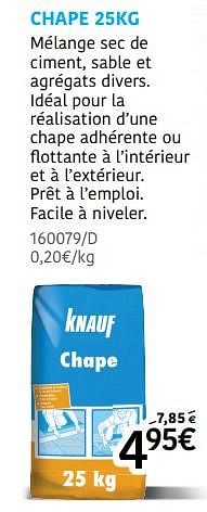 Promotions Chape - Knauf - Valide de 14/07/2022 à 14/08/2022 chez HandyHome