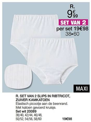 Promoties Set van 2 slips in ribtricot zuiver kamkatoen - Huismerk - Damart - Geldig van 15/07/2022 tot 31/12/2022 bij Damart