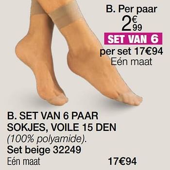 Promoties Set van 6 paar sokjes voile 15 den - Huismerk - Damart - Geldig van 15/07/2022 tot 31/12/2022 bij Damart