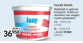 Promotions Filler pasta - Knauf - Valide de 14/07/2022 à 14/08/2022 chez HandyHome