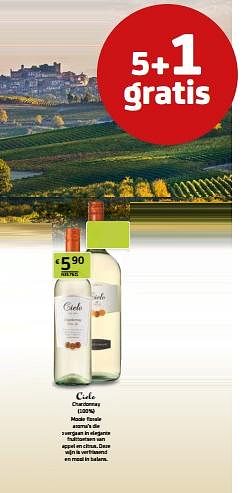 Promoties Cielo chardonnay - Witte wijnen - Geldig van 29/07/2022 tot 11/08/2022 bij BelBev