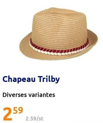 Promotions Chapeau trilby - Produit Maison - Action - Valide de 20/07/2022 à 27/07/2022 chez Action