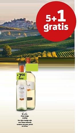 Promotions Cielo pinot grigio - Vins blancs - Valide de 29/07/2022 à 11/08/2022 chez BelBev