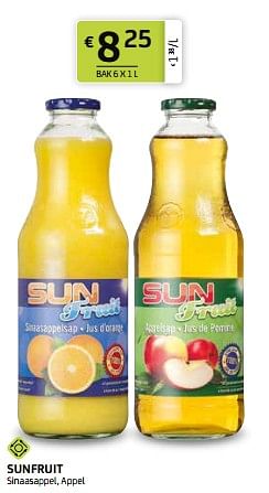 Promotions Sunfruit sinaasappel, appel - sunfruit - Valide de 29/07/2022 à 11/08/2022 chez BelBev