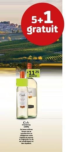 Promotions Cielo chardonnay - Vins blancs - Valide de 29/07/2022 à 11/08/2022 chez BelBev