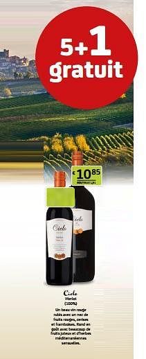 Promotions Cielo merlot - Vins rouges - Valide de 29/07/2022 à 11/08/2022 chez BelBev