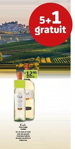 Promotions Cielo pinot grigio - Vins blancs - Valide de 29/07/2022 à 11/08/2022 chez BelBev