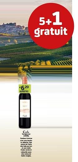 Promotions Cielo sangiovese - Vins rouges - Valide de 29/07/2022 à 11/08/2022 chez BelBev