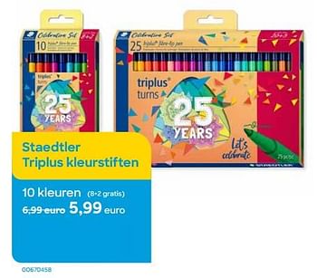 Promoties Staedtler triplus kleurstiften 10 kleuren - Staedtler - Geldig van 01/08/2022 tot 30/09/2022 bij Ava