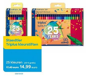 Promoties Staedtler triplus kleurstiften 25 kleuren - Staedtler - Geldig van 01/08/2022 tot 30/09/2022 bij Ava