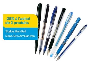 Promotions -25% à l’achat de 2 produits stylos uni-ball signo-eye-air-sign pen - Uni-Ball - Valide de 01/08/2022 à 30/09/2022 chez Ava