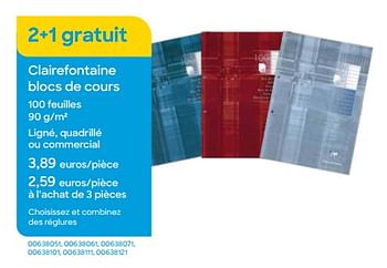 Promotions Clairefontaine blocs de cours - Clairefontaine - Valide de 01/08/2022 à 30/09/2022 chez Ava