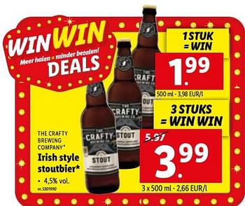 Promoties Irish style stoutbier - The Crafty Brewing Company - Geldig van 01/08/2022 tot 06/08/2022 bij Lidl