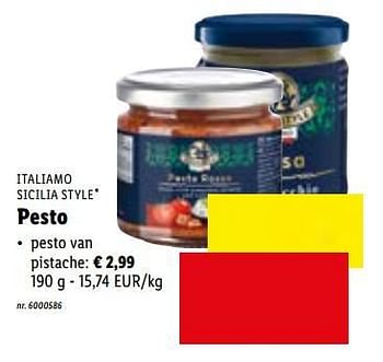 Promoties Pesto van pistache - Italiamo - Geldig van 01/08/2022 tot 06/08/2022 bij Lidl