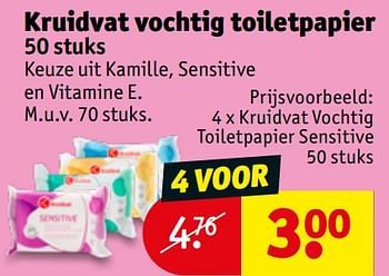 Promoties Kruidvat vochtig toiletpapier sensitive - Huismerk - Kruidvat - Geldig van 26/07/2022 tot 07/08/2022 bij Kruidvat