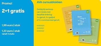 Promoties Ava cursusblokken - Huismerk - Ava - Geldig van 26/07/2022 tot 27/09/2022 bij Ava