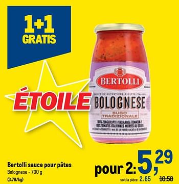 Promoties Bertolli sauce pour pâtes - Bertolli - Geldig van 27/07/2022 tot 09/08/2022 bij Makro