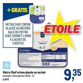Promotions Metro chef crème glacée vanille - Produit maison - Makro - Valide de 27/07/2022 à 09/08/2022 chez Makro