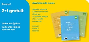Promotions Ava blocs de cours - Produit Maison - Ava - Valide de 26/07/2022 à 27/09/2022 chez Ava