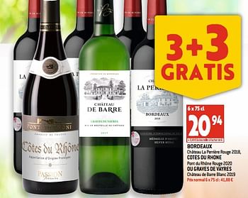 Promotions Bordeaux château la perrière rouge 2018 - Vins rouges - Valide de 27/07/2022 à 02/08/2022 chez Match