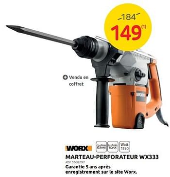 Promotions Worx marteau-perforateur wx333 - Worx - Valide de 27/07/2022 à 08/08/2022 chez Brico