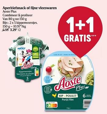 Promoties Kippenworstjes - Aoste - Geldig van 28/07/2022 tot 03/08/2022 bij Delhaize