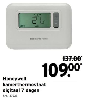 Promotions Honeywell kamerthermostaat digitaal 7 dagen - Honeywell - Valide de 27/07/2022 à 30/08/2022 chez Gamma