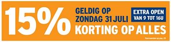 Promoties 15% korting op alles - Huismerk - Gamma - Geldig van 27/07/2022 tot 09/08/2022 bij Gamma