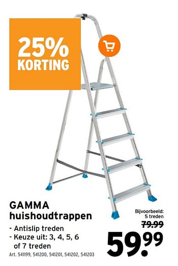 Promoties Gamma huishoudtrappen 5 treden - Gamma - Geldig van 27/07/2022 tot 09/08/2022 bij Gamma