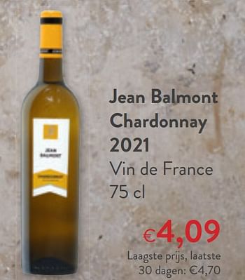 Promoties Jean balmont chardonnay 2021 vin de france - Witte wijnen - Geldig van 27/07/2022 tot 09/08/2022 bij OKay