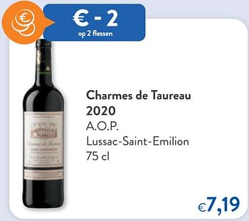 Promoties Charmes de taureau 2020 a.o.p. lussac-saint-emilion - Rode wijnen - Geldig van 27/07/2022 tot 09/08/2022 bij OKay