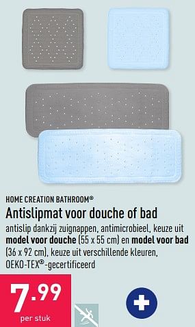 Promoties Antislipmat voor douche of bad - Home Creation Bathroom - Geldig van 06/08/2022 tot 12/08/2022 bij Aldi