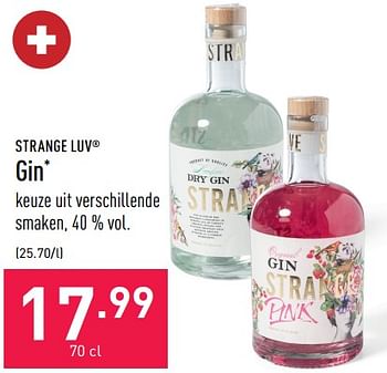 Promoties Gin - Strange Luv - Geldig van 05/08/2022 tot 12/08/2022 bij Aldi
